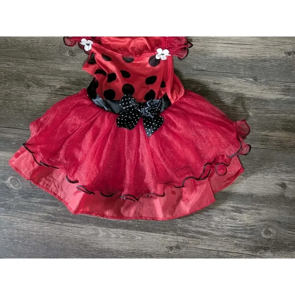 Lady Bug Toddler Halloween Costume Dress Headband Girls Size 3T-4T